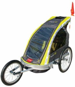 Allen Sports Premier 2-Child Aluminum Bike Trailer/Racing Stroller, Green/Grey