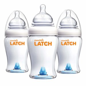 Munchkin Latch Anti-Colic Baby Bottle with Ultra-Flexible Breast-like Nipple, BPA Free, 8 Ounce, 3 Pack