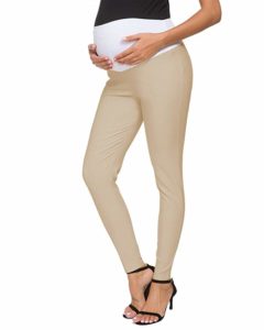 Ecavus Women's Maternity Pants Straight Leg Over-Bump Casual Dress Pants Stretch Pregnancy Trousers