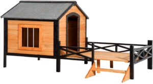 PawHut Wooden Cabin Style Outdoor Dog house