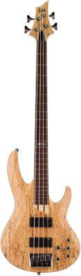 ESP LTD B-204SM FL Spalted Maple Fretless Bass Guitar, Natural Satin